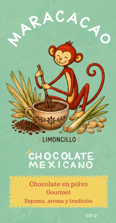 Etiqueta del chocolate en polvo sabor Limoncillo